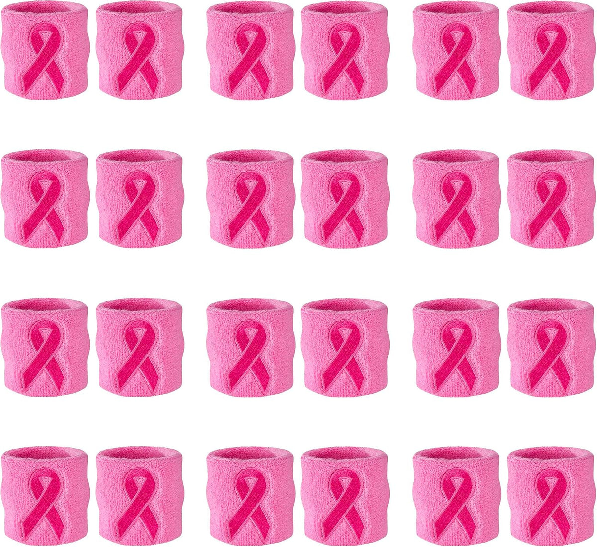 Pink Ribbon Wristbands - Bulk Pack 24 (12 Pairs)