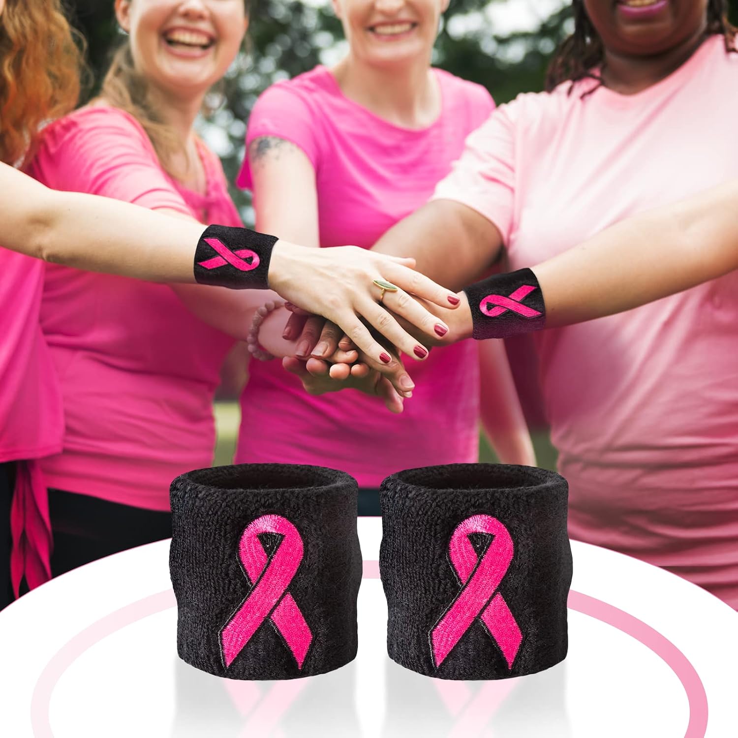 Pink Ribbon Wristbands - Bulk Pack 24 (12 Pairs)