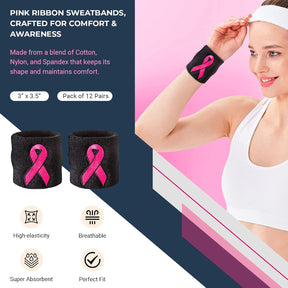 Pink Ribbon Wristbands - Bulk Pack 24 (12 Pairs)
