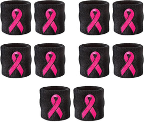 Pink Ribbon Wristbands - Bulk Pack 10 (5 Pairs)