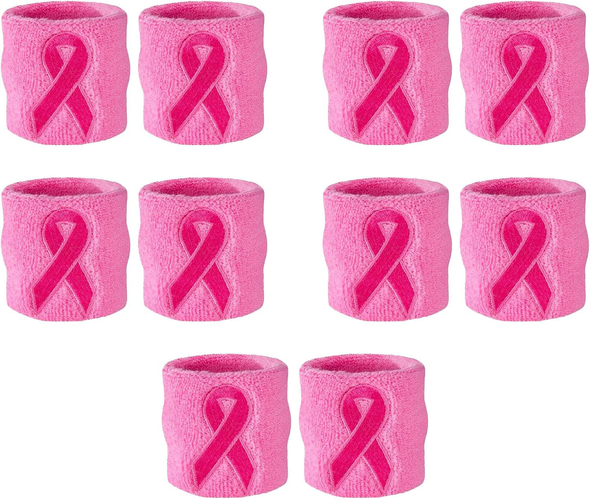 Pink Ribbon Wristbands - Bulk Pack 10 (5 Pairs)
