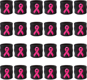 Pink Ribbon Wristbands - Bulk Pack 24 (12 Pairs)
