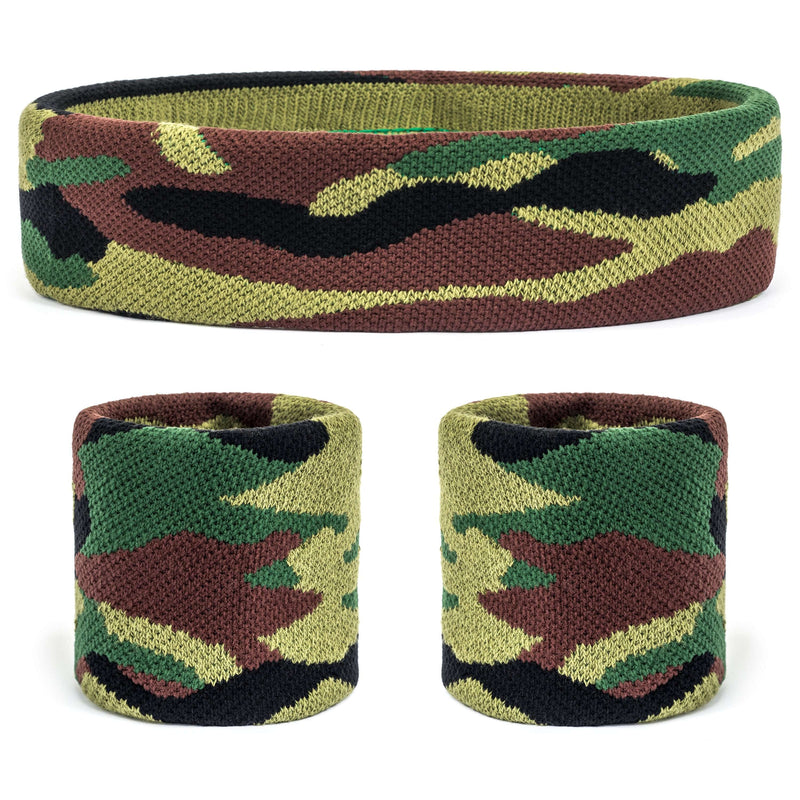 Camo Headband / Wristbands Set Camo Sweatband Set